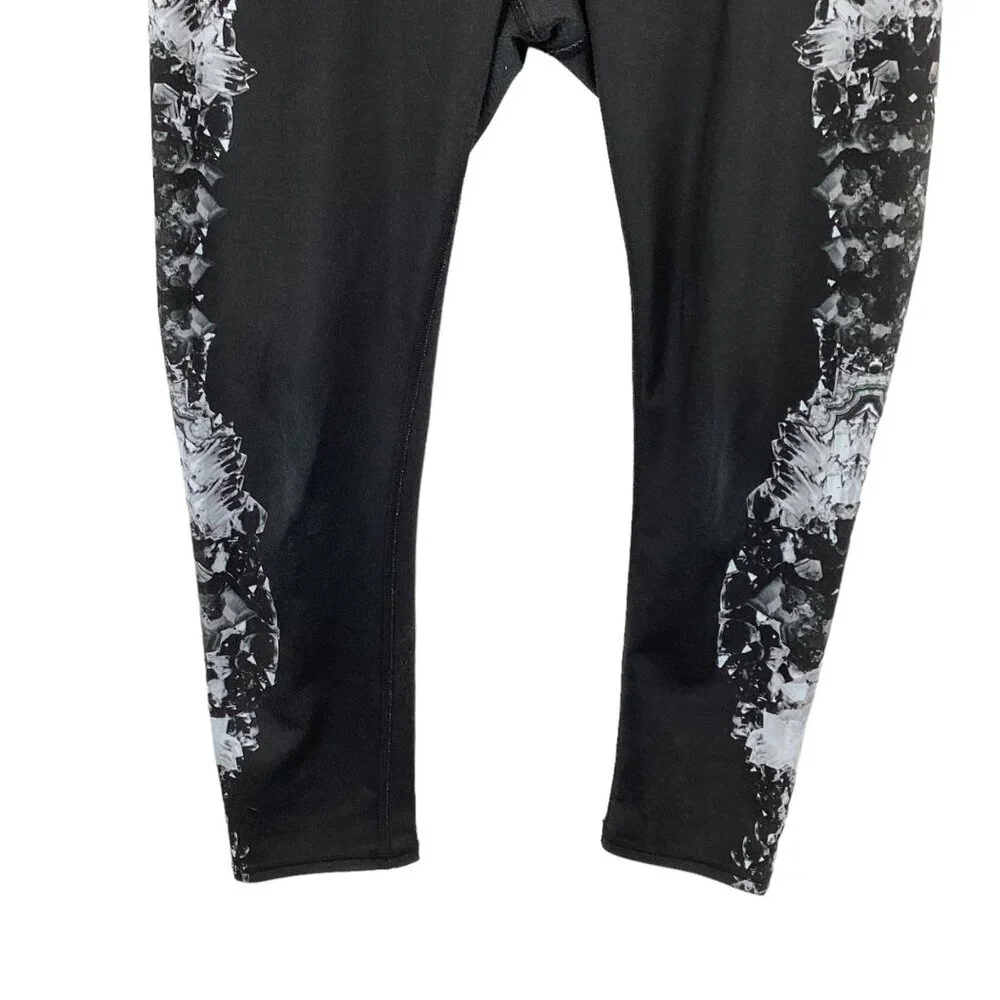 Alo Women's High-Waist Black &‎ White Crystal Print Leggings Size XS Xsmall